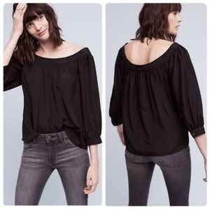 Anthropologie Maeve Black Off the shoulder 3/4 sleeves top